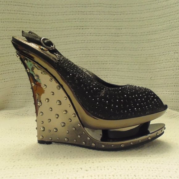 Women's Katja Style Slingback Rhinestone Wedges - Picture 5 of 5